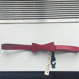 Alice + Olivia Red Leather Bow Belt